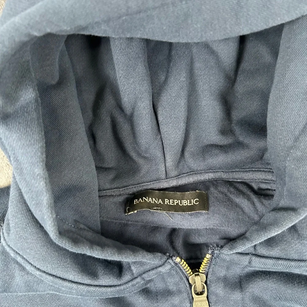 Banana Republic Full Zip Hoodie Mens XS Blue Cotton Blend Fleece Sweatshirt